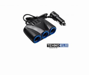 Razdjeljnik/splitter za Auto/Kamion, upaljač 3x, USB 3x, 3.1A, 120W
